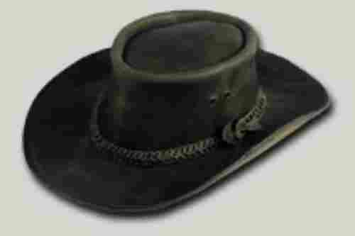 Black Plain Leather Hats