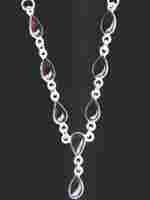 Ladies Gemstone Studded Silver Necklace