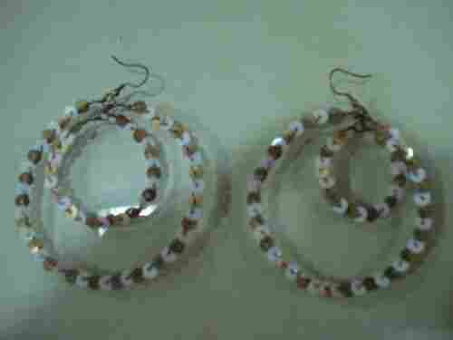 White And Golden Sequin Earring