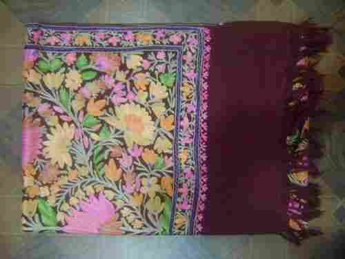 Pure Wool Stole With Jaal Embroidery