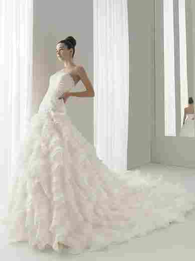 Satin Strapless Rouched Bodice Wedding Dress