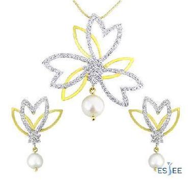 18Kyg Natural Diamond Pearl Set