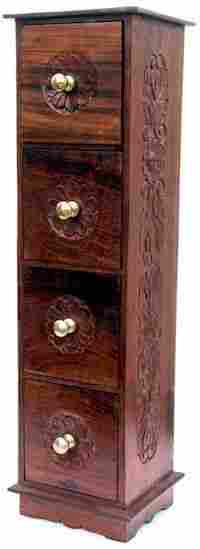 Wooden Cd Rack 4 Drawers Rich Carved