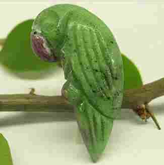 Carved Ruby Josite Parrot