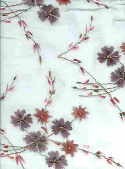 Georgette Fabric With Paint And Embroidery