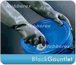 Industrial Rubber Gloves - Black Gauntlet