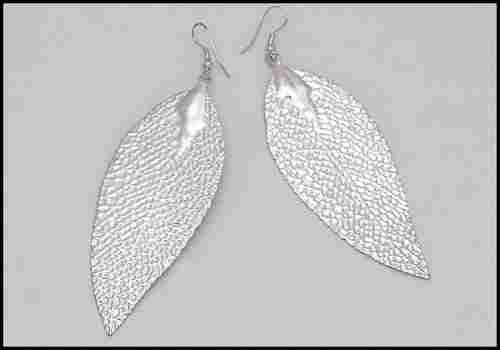 Leaf Shape Silver Earrings