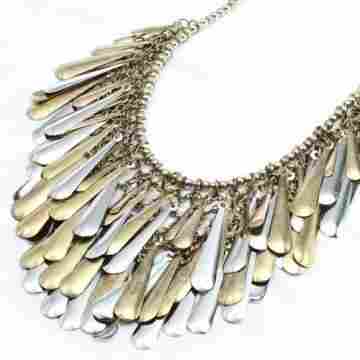 Fashion Luxurious Two Tone Leaf Shape Fringe Alloy Necklace-X0285R Jewelry