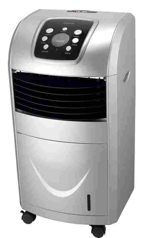 Silver and Black Domestic Desert Air Cooler with Wheelbase