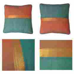 Rust/Zari With Seagreen Cushion Cover