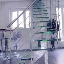Stainless Steel And Glass Staircase