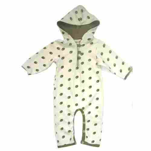 Printed Hooded Long Sleeve Romper With Diaper Access