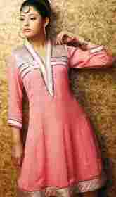 Pink Lined Indian Kurti