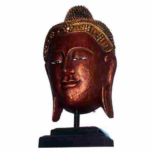 Hand Carved Wooden Buddha Face With Stand