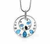 Plating 18k White Gold With Blue Crystal Necklace