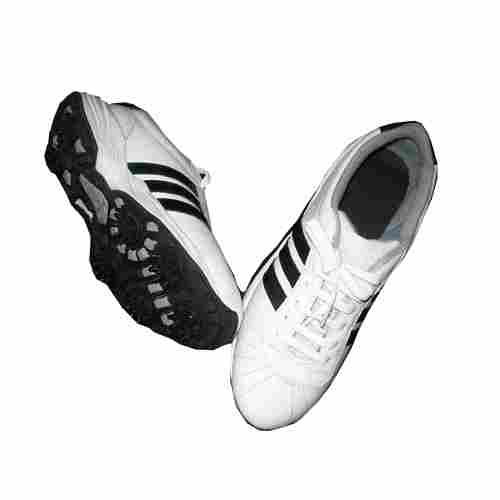 White Sports Shoe With Black Strips