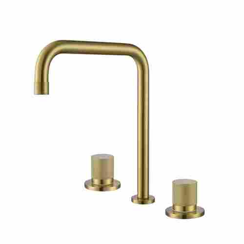 Ss304 Stainless Steel Spread Double Handle Wall In Bathroom Basin Faucet