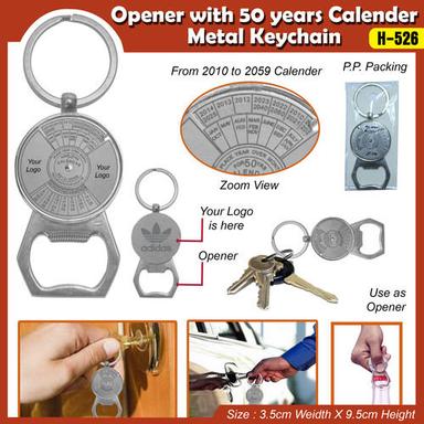 Silver Opener With 50Yrs Calendar Keychain H-526