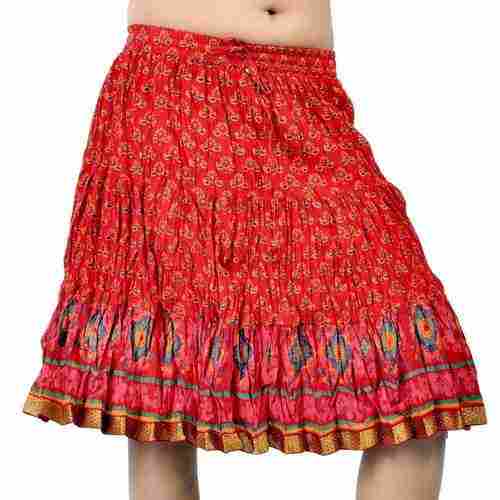 Rajasthani Design Pure Cotton Red Short Skirt