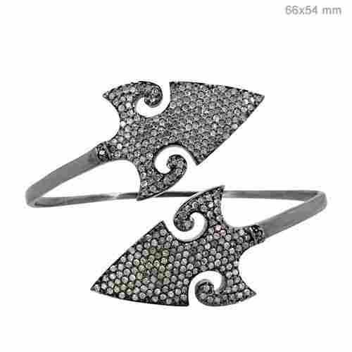 Silver Diamond Pave Cuff Bracelet