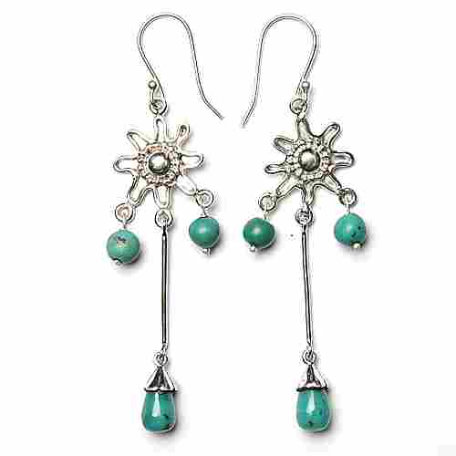 925 Sterling Silver Turquoise Gemstone Dangle Earring