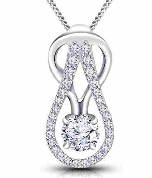 Vorra Fashion Ravishing Round Cut White CZ Infinity Style Pendant With Chain