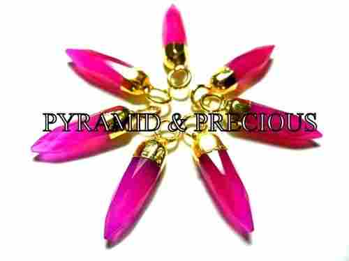 Hot Pink Chalcedony Spikes Pendant