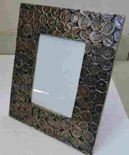 Antique Brass Fitted Coin Design Wooden Photo Frame