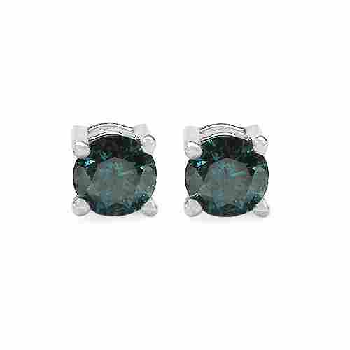 Blue Diamond 925 Sterling Silver Earrings