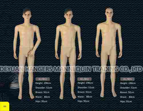 Plastic Flesh Tone Realistic Standing Male Mannequins