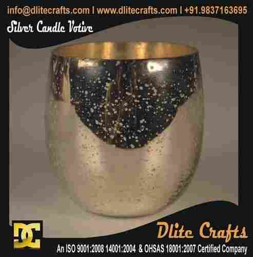 Glass Silver Candles Votive 