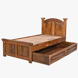 Stylish Sheesham Wood Bed With Storage