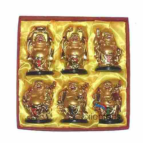 Set 6 Pieces Golden Laughing Buddha