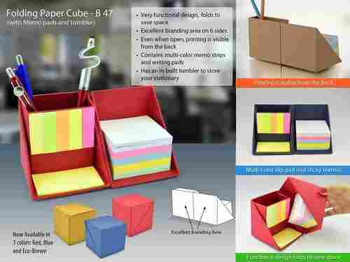 Folding Paper Cube (With Memo Pad And Tumbler)