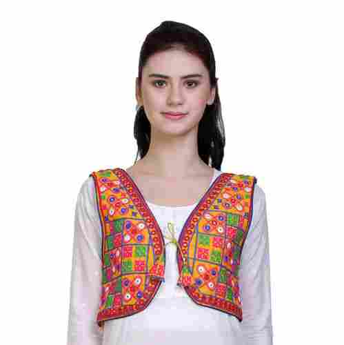 Ethnic Embroidered Multicolour Curved Ladies  Jacket