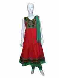 Designer Cotton Embroidered Anarkali Style Suit