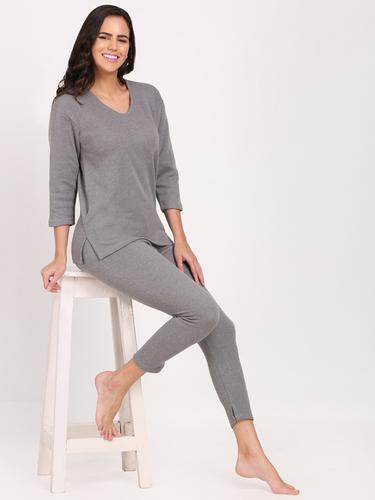 Light Grey Comfortable To Wear Plain Full Sleeves Ladies Thermocot