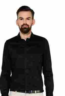 Black Structured Slim Fit Formal Shirt