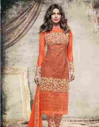Orange Churidar Salwar Suit