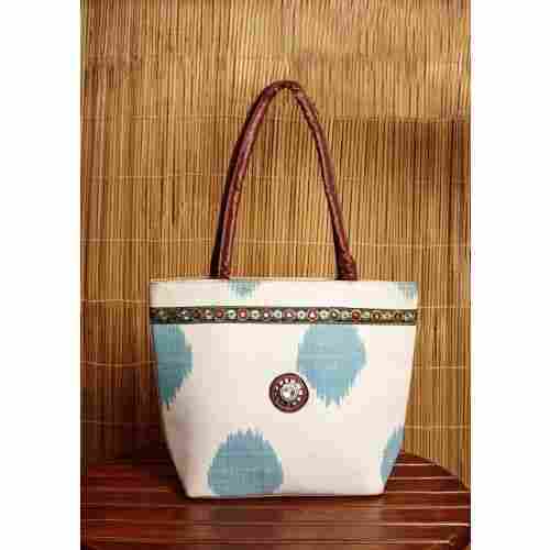 White Ikkat Handcrafted Cotton Bag