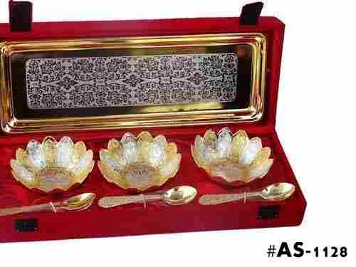 Silver Plated And Gold Plated Kamal Bowls Set Of 7pc