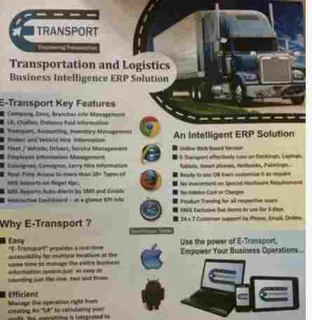 E Transport Online Transport Management Software Services