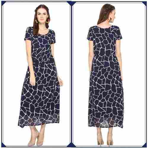 La Zoya'S Indigo Print A-Line Full Length Maxi Dress