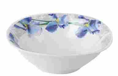 Microwave Safe Ceramic Salad Bowl With Decal Design And Silver Line