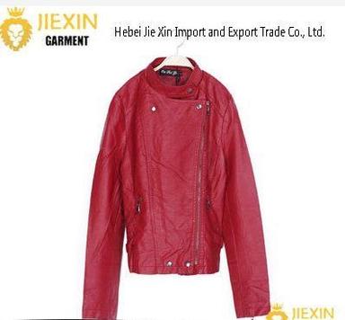 Lady Red Motorcycle PU Leather Jacket