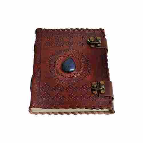 Handmade Leather Journal With Stone And Double Lock