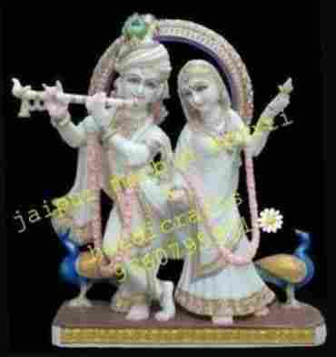 Radha Krishna With Flute Marble Statue