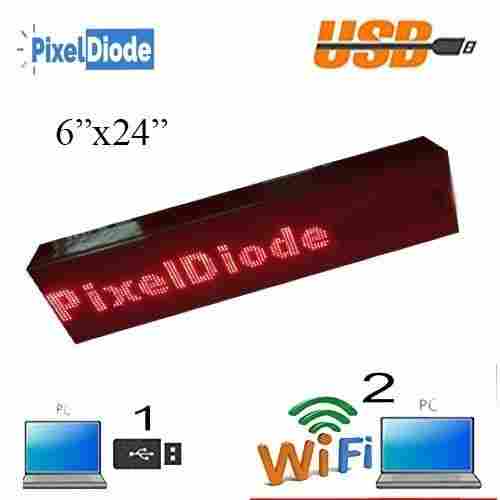 Pixel Diode 6" Inch X 24" Inch LED Scrolling Display Board with WiFi