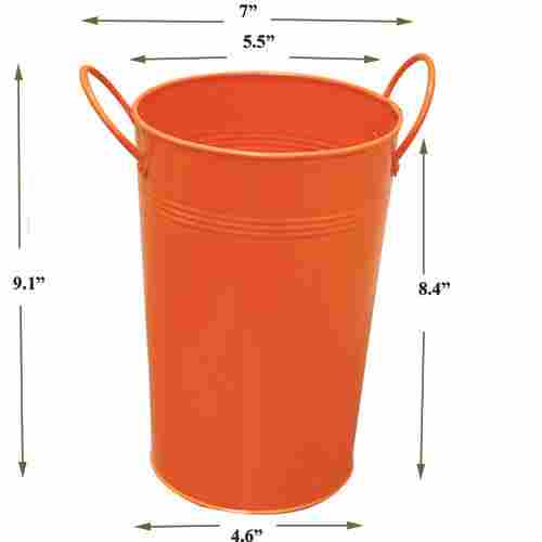 Round Tall Galvanized Metal Bucket Planter