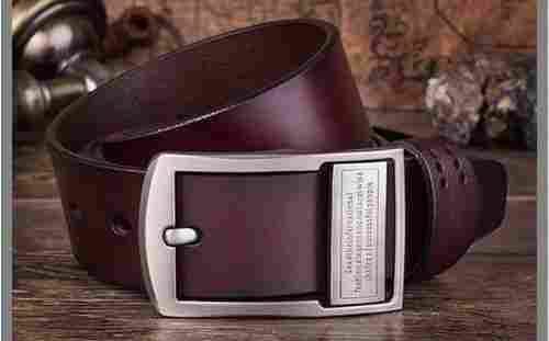 Men Genuine Leather Pin Belt with Buckle